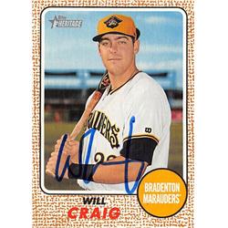 653356 Will Craig Autographed Baseball Card - Bradenton Marauders - 2017 Topps Heritage Rookie No.59