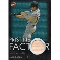 653571 Todd Helton Player Used Bat Patch Baseball Card - Colorado Rockies - 2003 Topps Pristine Factor No.PFTH