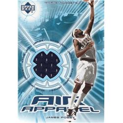 James Posey Player Worn Jersey Patch Basketball Card - Denver Nuggets - 2002 Upper Deck Air Apparel No.JPAA