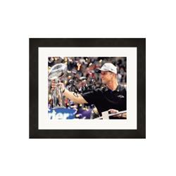 John Harbaugh Autographed 8 x 10 in. Photo - Baltimore Ravens Super Bowl Coach - No.SC4 Go Ravens Matted & Framed