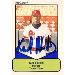 618550 Karl Rhodes Autographed Baseball Card - Tucson Toros, Houston Astros, Tuffy - 1990 Procards Minor League Rookie No.208 -  Autograph Warehouse