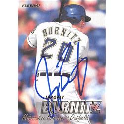 618727 Jeromy Burnitz Autographed Baseball Card - Milwaukee Brewers, SC - 1997 Fleer No.125