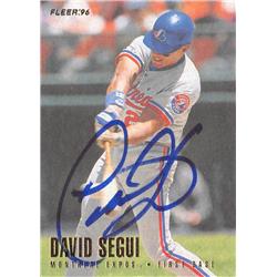 618770 David Segui Autographed Baseball Card - Montreal Expos, SC - 1996 Fleer No.469