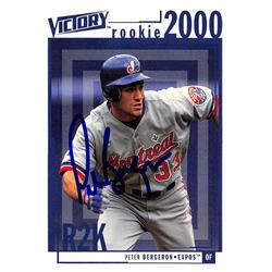 618920 Peter Bergeron Autographed Baseball Card - Montreal Expos, SC - 2000 Upper Deck Victory Rookie No.354