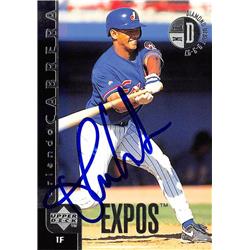 618921 Orlando Cabrera Autographed Baseball Card - Montreal Expos, SC - 1998 Upper Deck Debut No.439