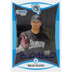 619062 Brad Hand Autographed Baseball Card - Florida Marlins - 2008 Topps Bowman Chrome No.BDPP124 Rookie Certified