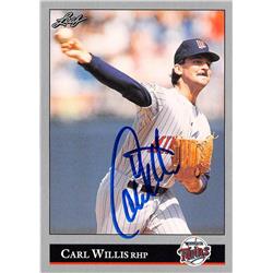 Carl Willis Autographed Baseball Card - Minnesota Twins - 1992 Leaf No.452