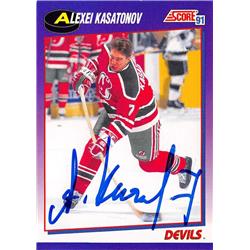 Alexei Kasatonov autographed Hockey Card (New Jersey Devils, SC) 1991 Score #194 - Hockey Slabbed Autographed Cards
