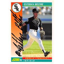 621277 Esteban Beltre Autographed Baseball Card - Chicago White Sox, 67 - 1992 Score No.766