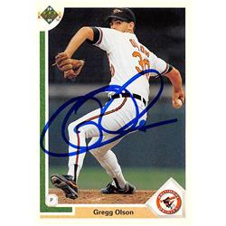 622709 Gregg Olson Autographed Baseball Card - Baltimore Orioles - 1991 Upper Deck No.326