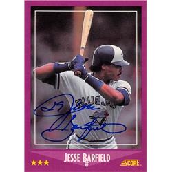 622772 Jesse Barfield Autographed Baseball Card - Toronto Blue Jays - 1988 Score Glossy No.8