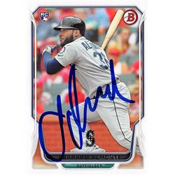 623049 Abraham Almonte Autographed Baseball Card - Seattle Mariners - 2014 Bowman Rookie No.44