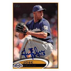 Jose Veras Autographed Baseball Card - Milwaukee Brewers - 2012 Topps No.US143