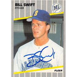 623004 Bill Swift Autographed Baseball Card - Seattle Mariners - 1989 Fleer No.560