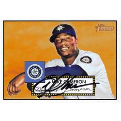 623028 Mike Cameron Autographed Baseball Card - Seattle Mariners - 2001 Topps Heritage No.304
