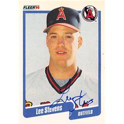 623186 Lee Stevens Autographed Baseball Card - California Angels - 1990 Fleer No.145