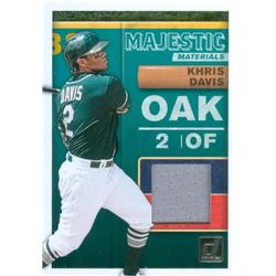 625037 Khris Davis Player Worn Jersey Patch Baseball Card - Oakland Athletics - 2019 Donruss Majestic Materials No.MMKD