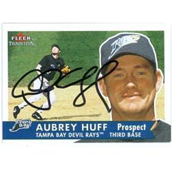 626242 Aubrey Huff Autographed Baseball Card - Tampa Bay Devil Rays - 2001 Fleer Tradition No.367