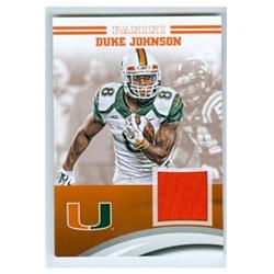 Duke Johnson Player Worn Jersey Patch Football Card - Miami Hurricanes - 2015 Panini Team Collection No.DJ-MIA