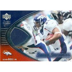 Tatum Bell Player Worn Jersey Patch Football Card - Denver Broncos - 2004 Upper Deck Sweet Swatches No.SWTB