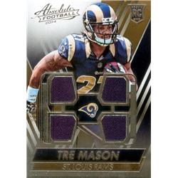 Tre Mason Player Worn Jersey Patch Football Card - St. Louis Rams - 2014 Panini Absolute Rookie No.TM LE 50-249