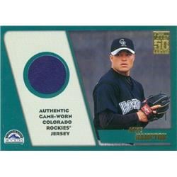 649625 Mike Hampton Player Worn Jersey Patch Baseball Card - Colorado Rockies - 2001 Topps No.TTRMH