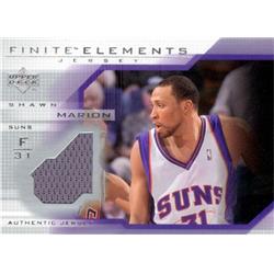 Picture of Autograph Warehouse 649746 Shawn Marion Player Worn Jersey Patch Basketball Card - Phoenix Suns - 2003 Upper Deck Finite Elements No.FJ9