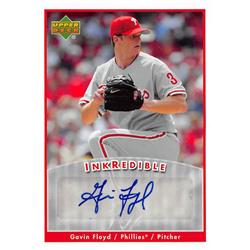 650208 Gavin Floyd Autographed Baseball Card - Philadelphia Phillies - 2006 Upper Deck Inkredible No.IGF