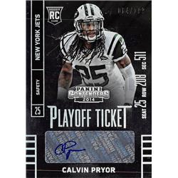 650351 Calvin Pryor Autographed Football Card - Louisville Cardinals, New York Jets - 2014 Panini Contenders Rookie Ticket No.112 LE 64-199