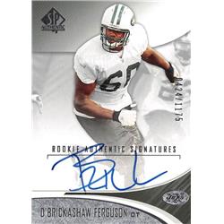 650392 D Brickashaw Ferguson Autographed Football Card - New York Jets - 2006 Upper Deck Rookie Authentic No.195