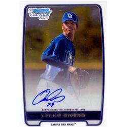 650843 Felipe Rivero Autographed Baseball Card - Tampa Bay Rays - 2012 Bowman Chrome Rookie No.BCAFR