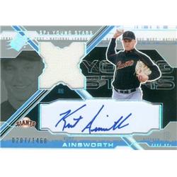 650844 Kurt Ainsworth Autographed Player Worn Jersey Patch Baseball Card - San Francisco Giants - 2003 Upper Deck SPX No.YSKA