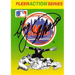 344510 Gary Thorne Autographed Baseball Card - New York Mets Broadcaster 1980S - Fleer Action Sticker No.NYM1