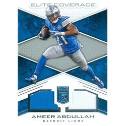Picture of Autograph Warehouse 583373 Ameer Abdullah Player Worn Jersey Patch Football Card - Detroit Lions - 2017 Panini Elite Coverage No.3