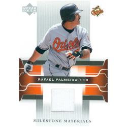 583622 Rafael Palmeiro Player Worn Jersey Patch Baseball Card - Baltimore Orioles - 2005 Upper Deck Milestone Materials No.MMRP