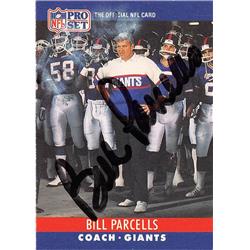 583854 Bill Parcells Autographed Football Card - New York Giants Super Bowl Champion - 1990 Pro Set No.232 Poor Condition -  Autograph Warehouse