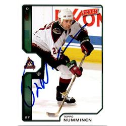 654055 Teppo Numminen Autographed Hockey Card - Phoenix Coyotes, FT - 2002 Upper Deck Victory No.164