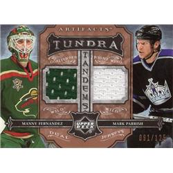 Picture of Autograph Warehouse 654402 Manny Fernandez & Mark Parrish Player Worn Jersey Patch Hockey Card - Minnesota Wild - 2006 Upper Deck Artifacts Tundra No.TTFP LE 91-125