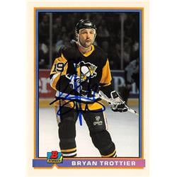 619800 Bryan Trottier Autographed Hockey Card - Pittsburgh Penguins - 1991 Bowman No.93