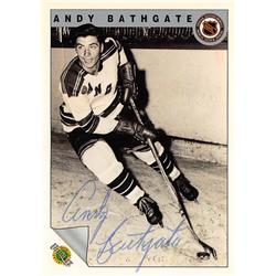Andy Bathgate autographed Hockey Card (New York Rangers) 1992 Ultimate #18 ballpoint - Hockey Slabbed Autographed Cards