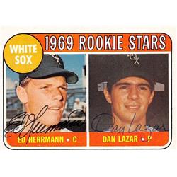 621385 Ed Herrmann & Dan Lazar Autographed Baseball Card - Chicago White Sox, 67 - 1970 Topps Rookie Stars No.439