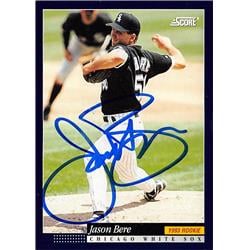 621661 Jason Bere Autographed Baseball Card - Chicago White Sox - 1994 Score Rookie No.563