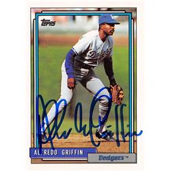 621716 Alfredo Griffin Autographed Baseball Card - Los Angeles Dodgers - 1992 Topps No.418