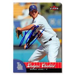 621736 Derek Lowe Autographed Baseball Card - Los Angeles Dodgers - 2007 Fleer No.385