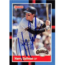 621756 Harry Spilman Autographed Baseball Card - San Francisco Giants - 1988 Donruss No.607