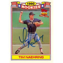 621860 Tim Naehring Autographed Baseball Card - Boston Red Sox - 1991 Topps Rookies No.22