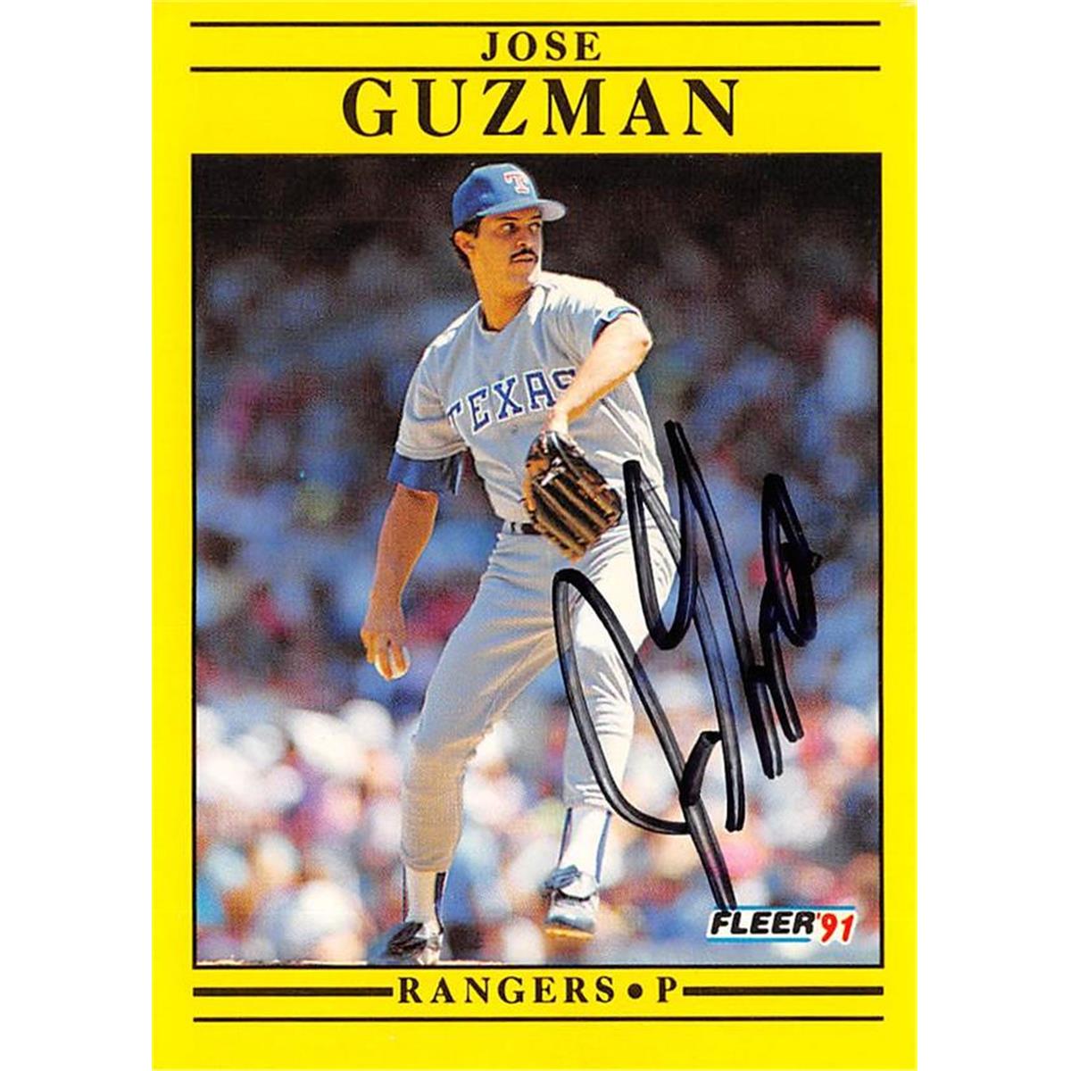 622017 Jose Guzman Autographed Baseball Card - Texas Rangers - 1991 Fleer No.U60