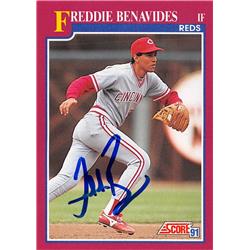 622082 Freddie Benavides Autographed Baseball Card - Cincinnati Reds - 1991 Score No.98T