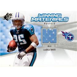 Lendale White Player Worn Jersey Patch Football Card - Tennessee Titans - 2006 Upper Deck SPX Winning Materials Rookie No.WMRLW