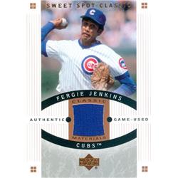 624920 Ferguson Jenkins Player Worn Jersey Patch Baseball Card - Chicago Cubs, Fergie - 2005 Upper Deck Sweet Spot Classic Materials No.CMFJ